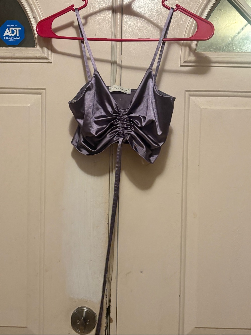 Ruched Satin Crop Cami Top - Lavender